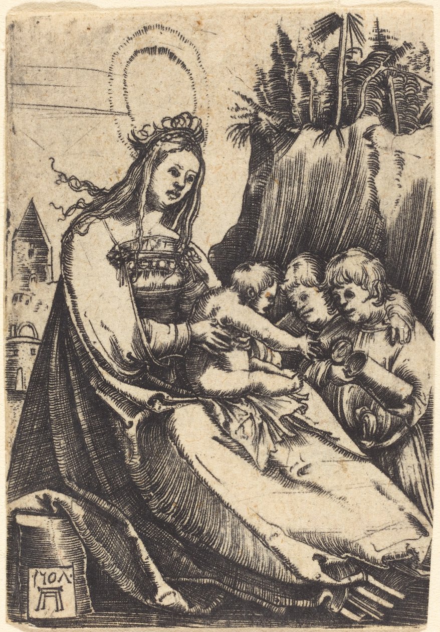 Mary med barn og to drenge af Albrecht Altdorfer