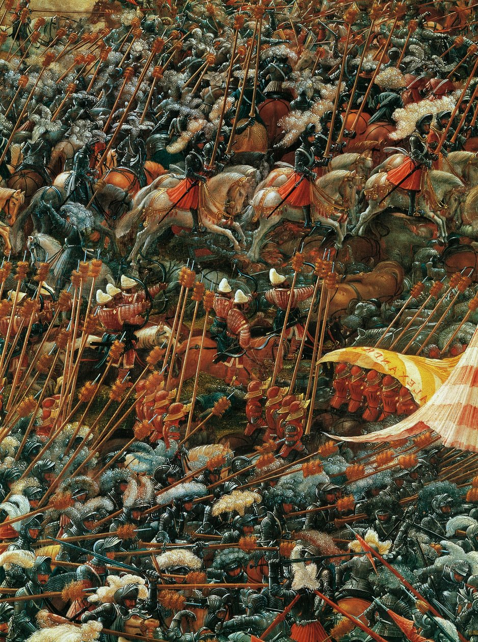 Modsatrettede hære, detaljer fra slaget ved Alexander ved Issus af Albrecht Altdorfer