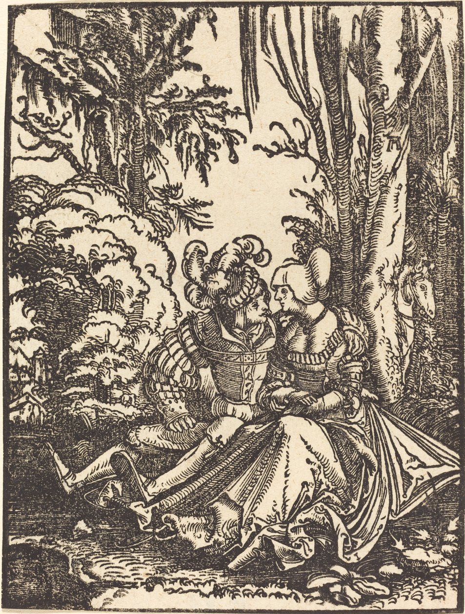 Par elskere i et landskab af Albrecht Altdorfer