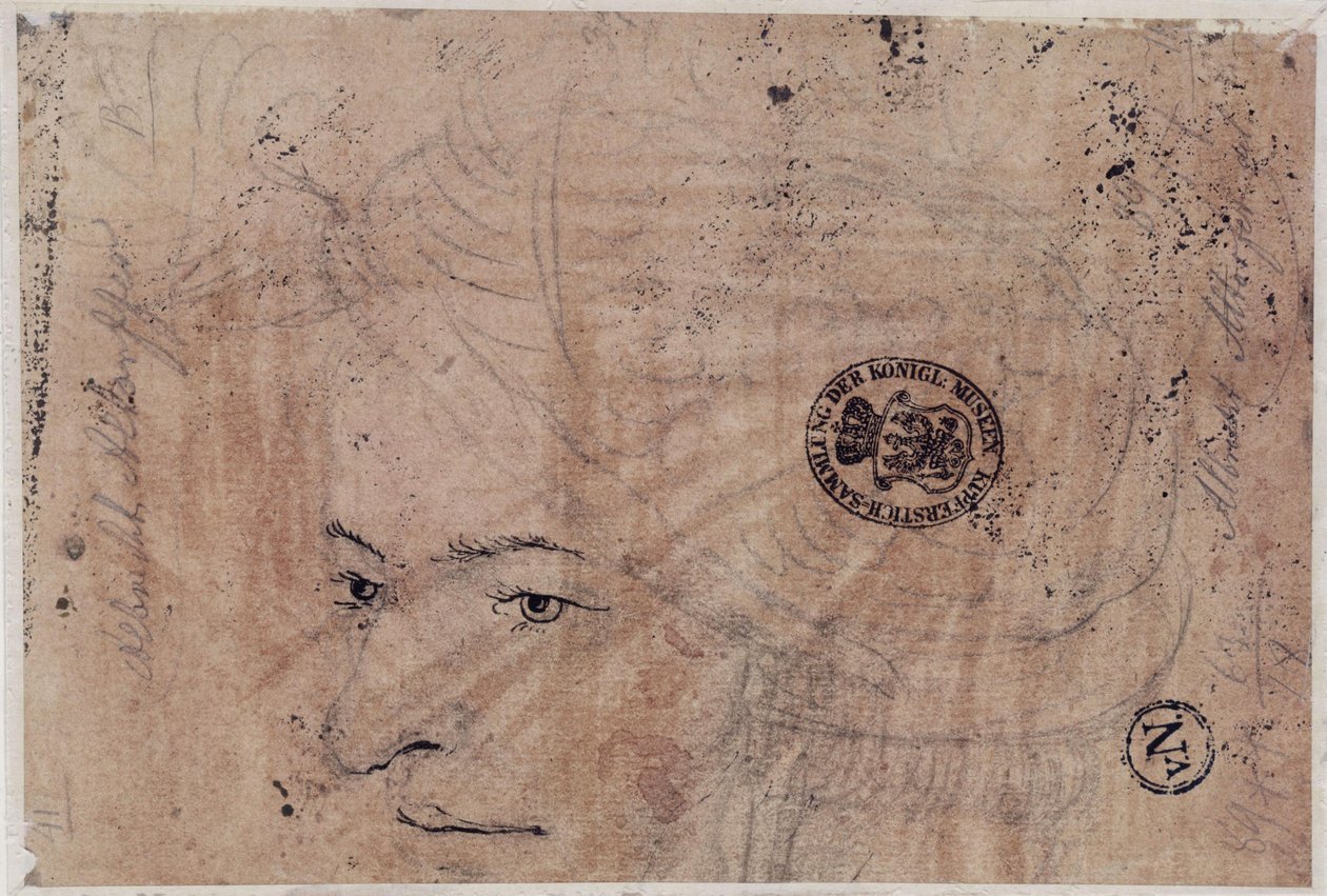 Portrætskitse af en ung mand med kasket af Albrecht Altdorfer