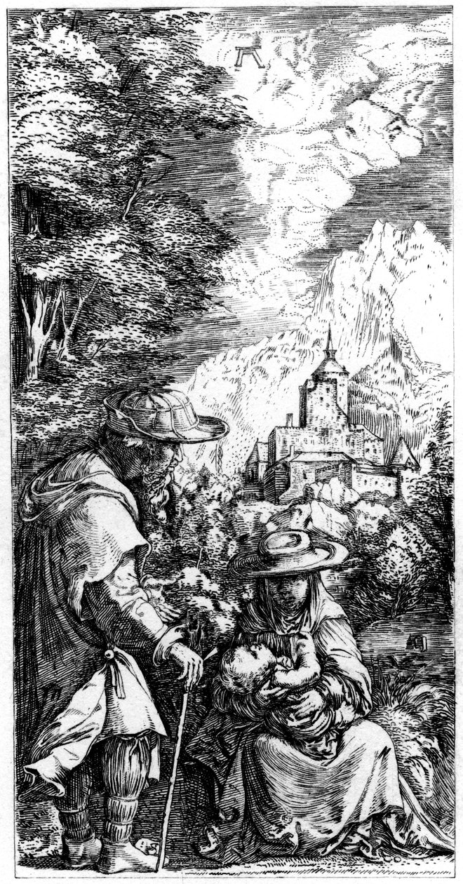 Hvil på flugten til Egypten, c1515-1519 1849. af Albrecht Altdorfer