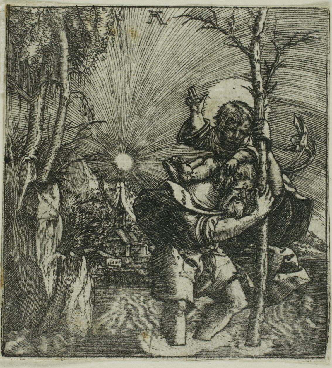 Sankt Kristoffer bærer Jesusbarnet af Albrecht Altdorfer
