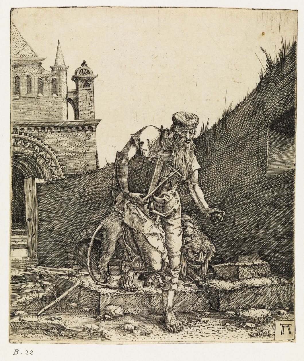 Sankt Jerome går i en kirkegård før 1519. af Albrecht Altdorfer