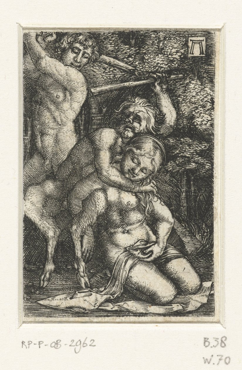 Satyr og en mand slås om en kvinde af Albrecht Altdorfer