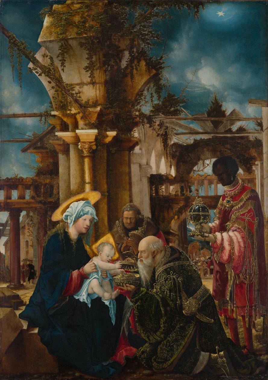 De vises tilbedelse, ca. 1530-35 (blandet teknik på lindetræ) af Albrecht Altdorfer