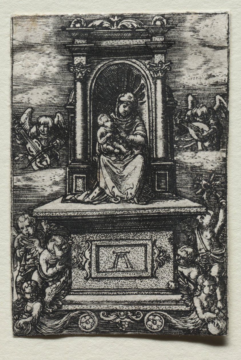 Den smukke jomfru fra Ratisbon på et alter, kort efter 1520. af Albrecht Altdorfer