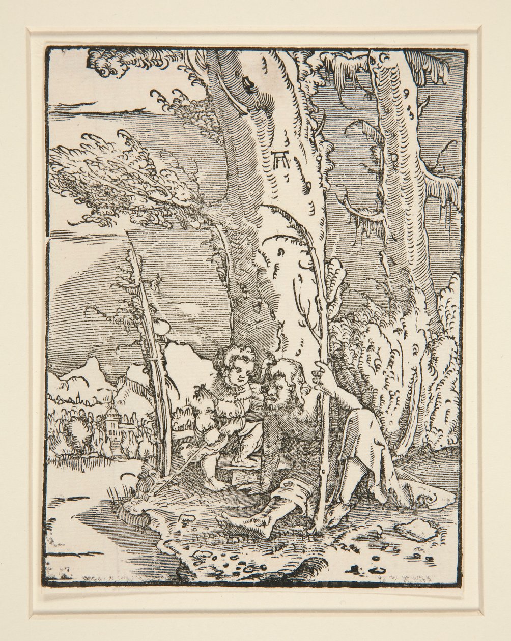 Jesusbarnet med den hellige Christopher, fra serien Menneskets fald og forløsning af Albrecht Altdorfer