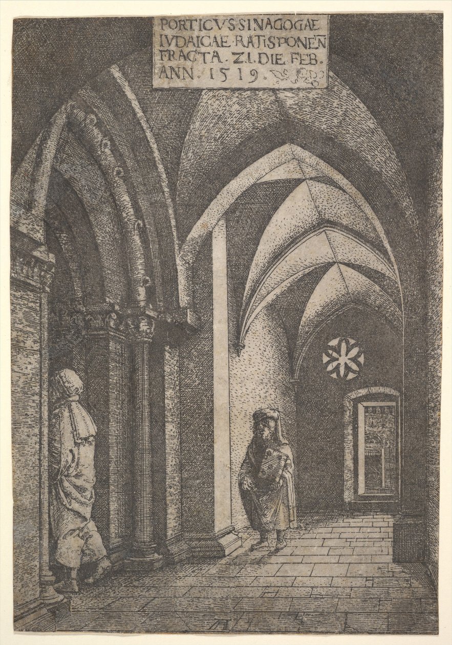 Indgangshallen til Regensburg Synagoge, 1519. af Albrecht Altdorfer