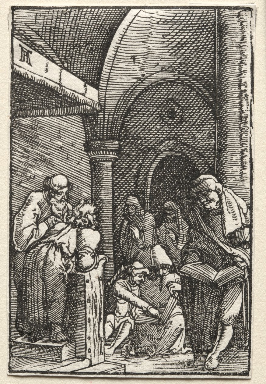 Menneskets fald og forløsning: Kristus disputerer med lægerne, ca. 1515. af Albrecht Altdorfer