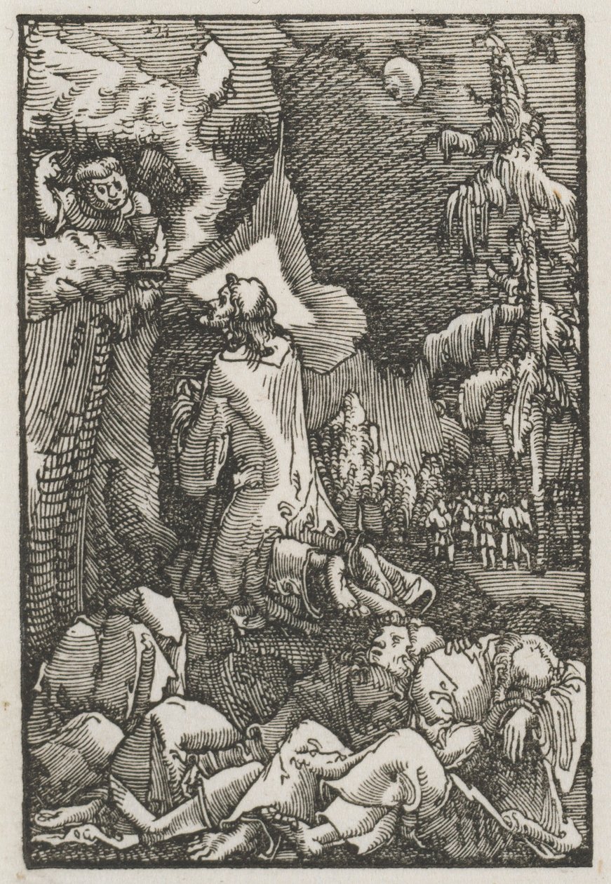 Menneskets fald og forløsning: Kristus på Oliebjerget, ca. 1515. af Albrecht Altdorfer