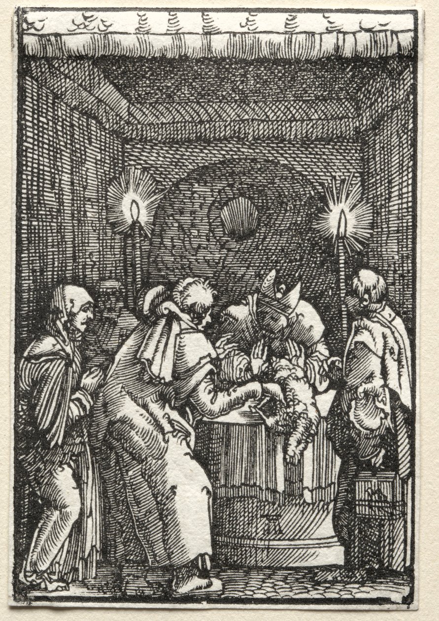 Menneskets fald og forløsning: Joachims offer afvist af ypperstepræsten, ca. 1515. af Albrecht Altdorfer