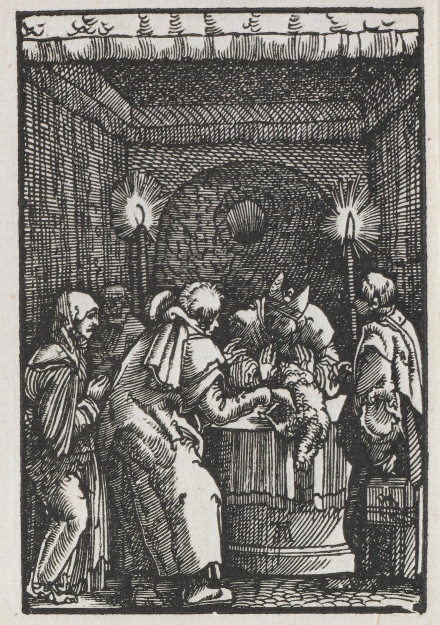Menneskets fald og forløsning: Joachims offer afvist af ypperstepræsten, ca. 1515. af Albrecht Altdorfer