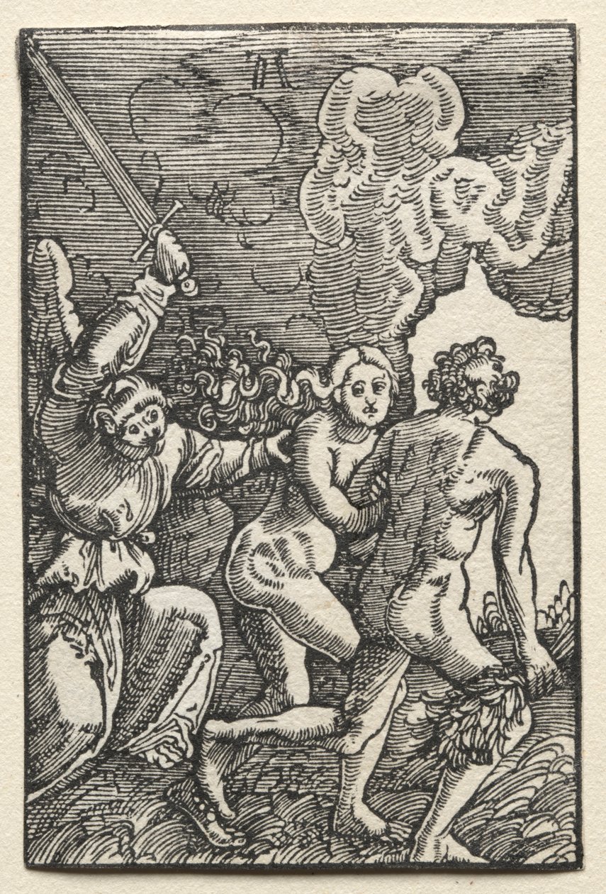 Menneskets fald og forløsning: Uddrivelsen fra Eden, ca. 1515. af Albrecht Altdorfer
