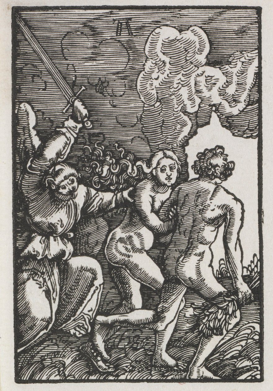 Menneskets fald og forløsning: Uddrivelsen fra Eden, ca. 1515. af Albrecht Altdorfer