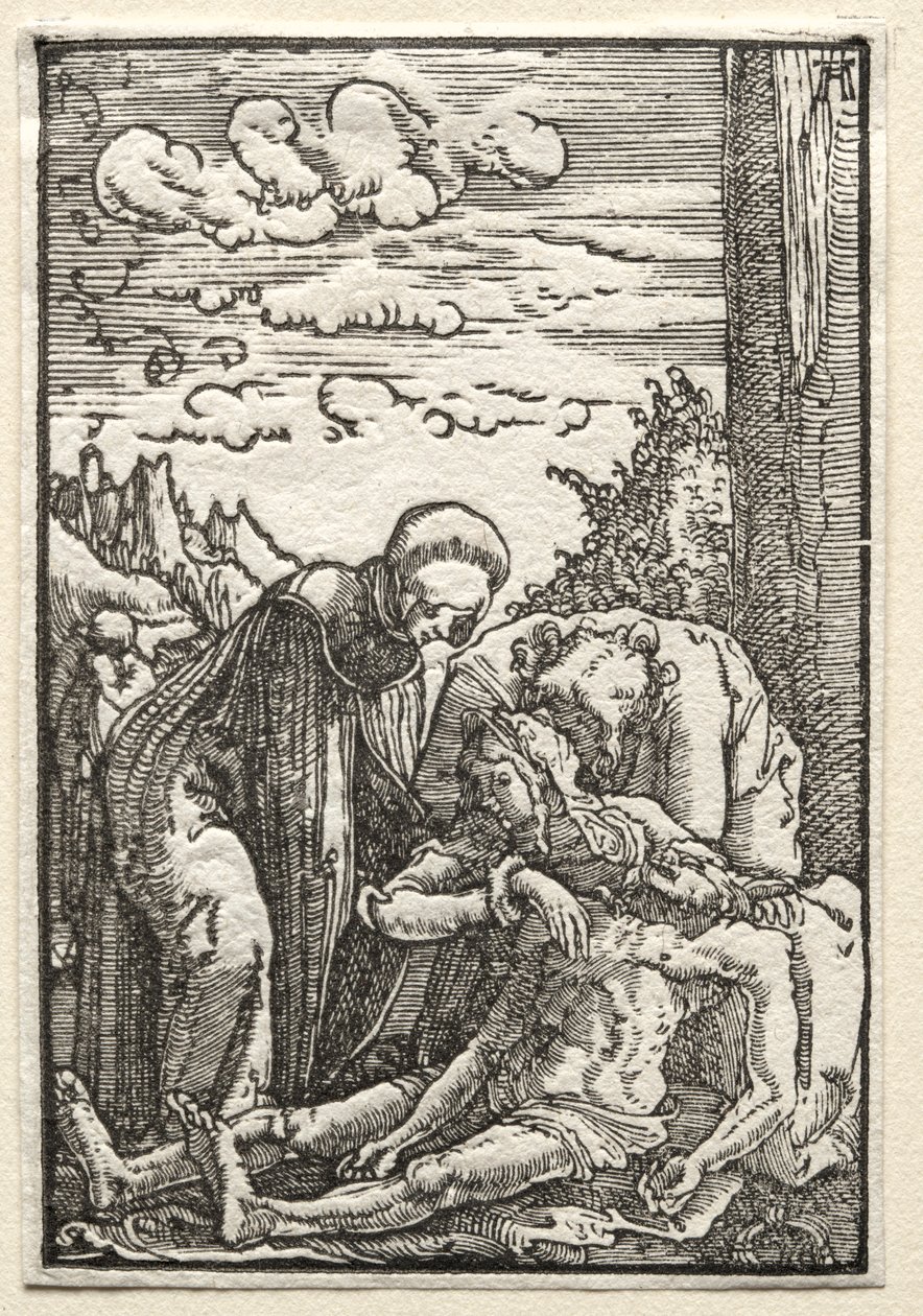Menneskets fald og forløsning: Klagesangen under korset, ca. 1515. af Albrecht Altdorfer