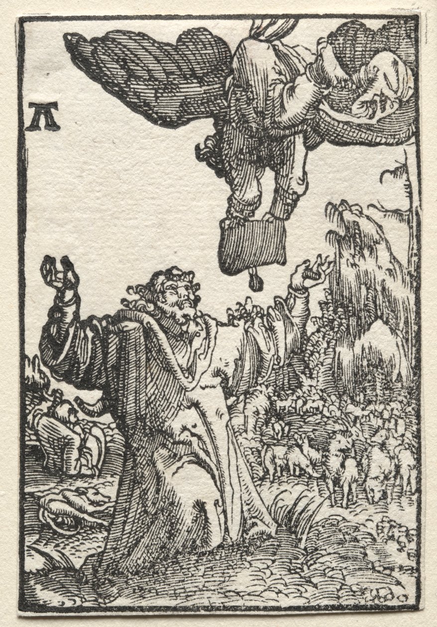 Menneskets fald og forløsning: Englens budskab til Joachim, ca. 1515. af Albrecht Altdorfer