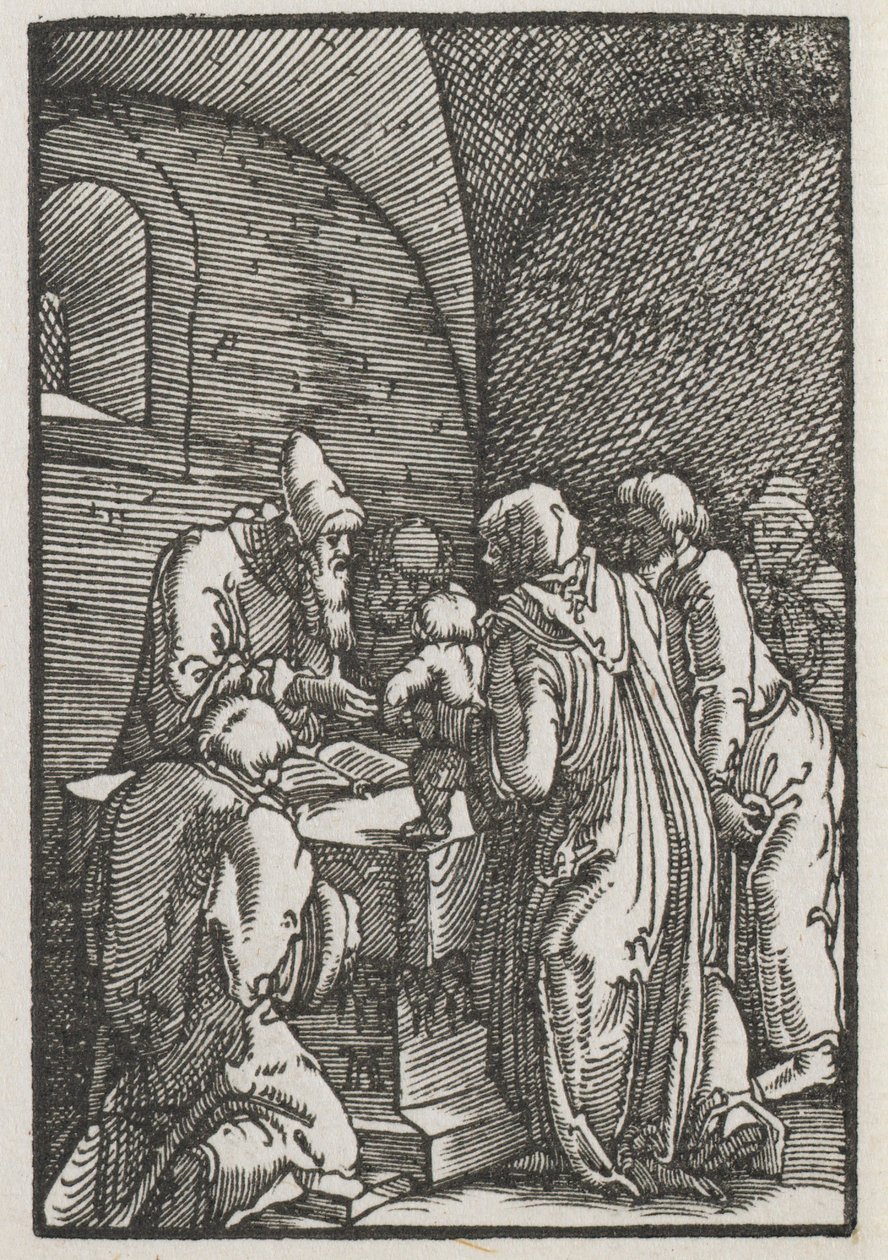 Menneskets fald og forløsning: Præsentationen af Kristus i templet, ca. 1515. af Albrecht Altdorfer