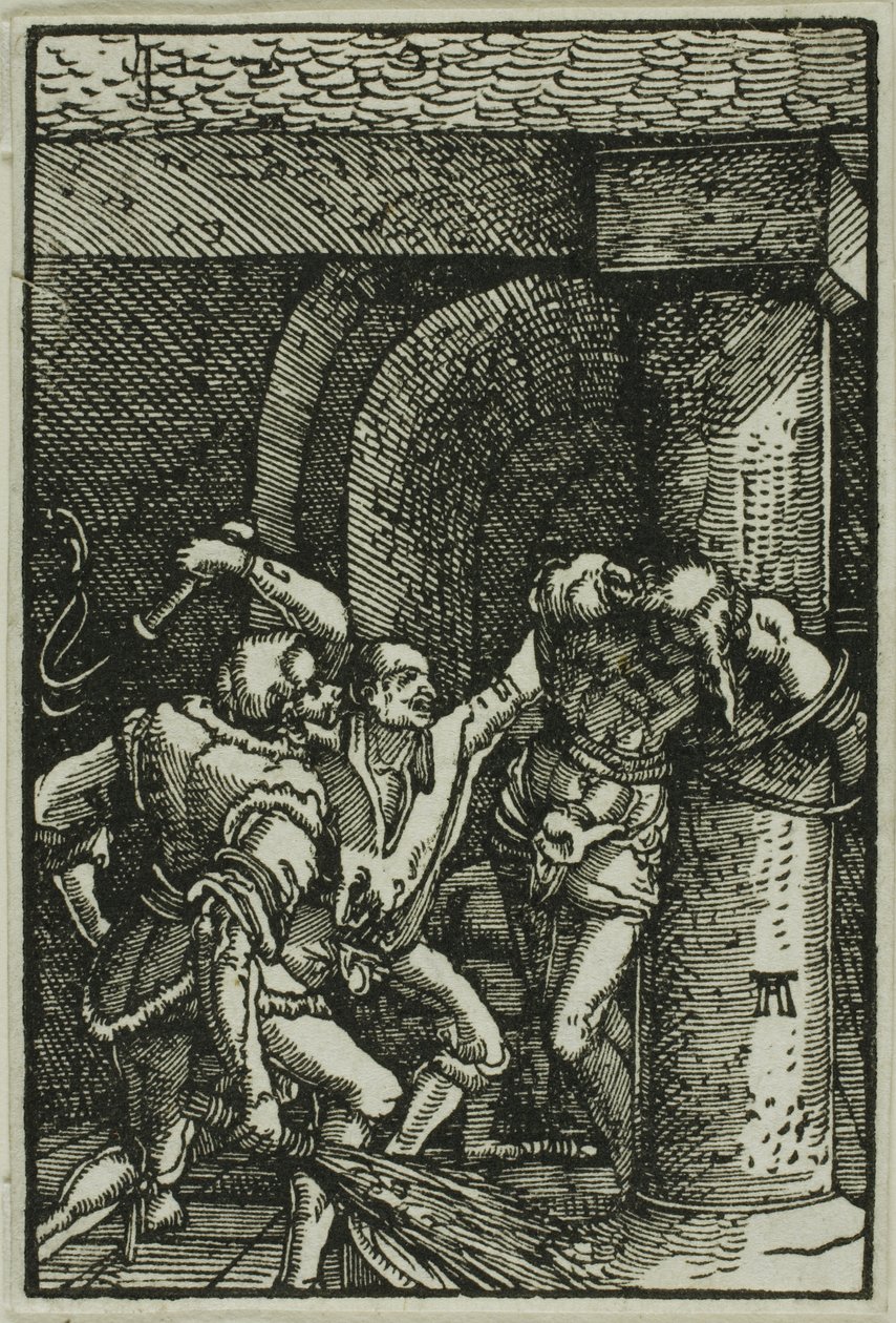 Flageleringen, fra Menneskets Fald og Forløsning af Albrecht Altdorfer