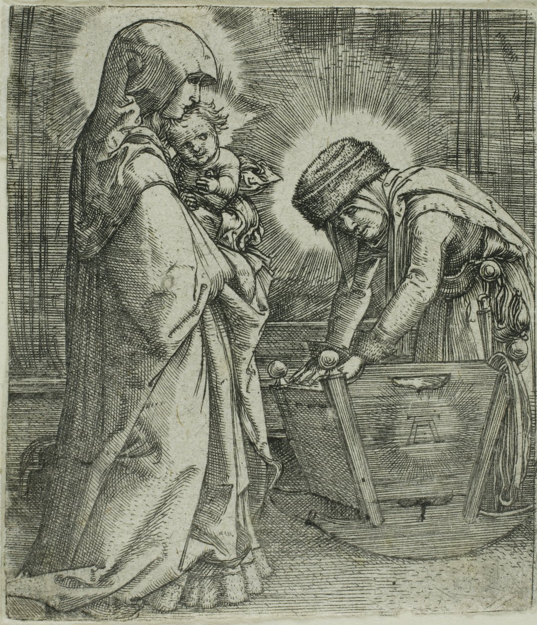 Jomfruen og barnet med Sankt Anne ved vuggen af Albrecht Altdorfer