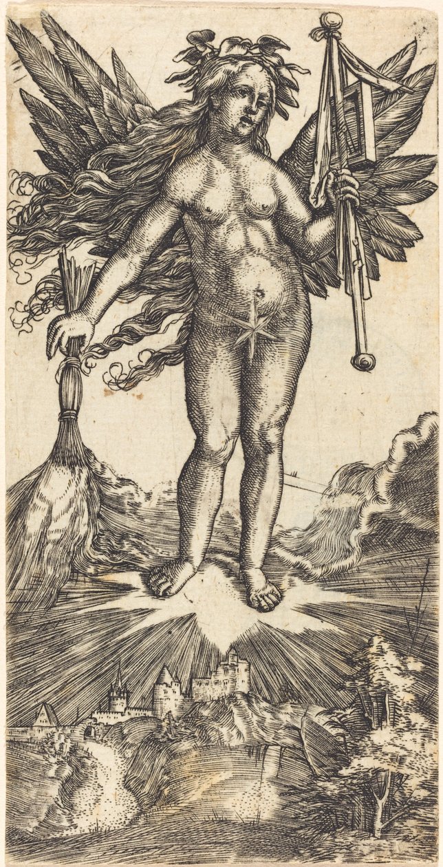 Bevinget kvinde på en stjerne af Albrecht Altdorfer
