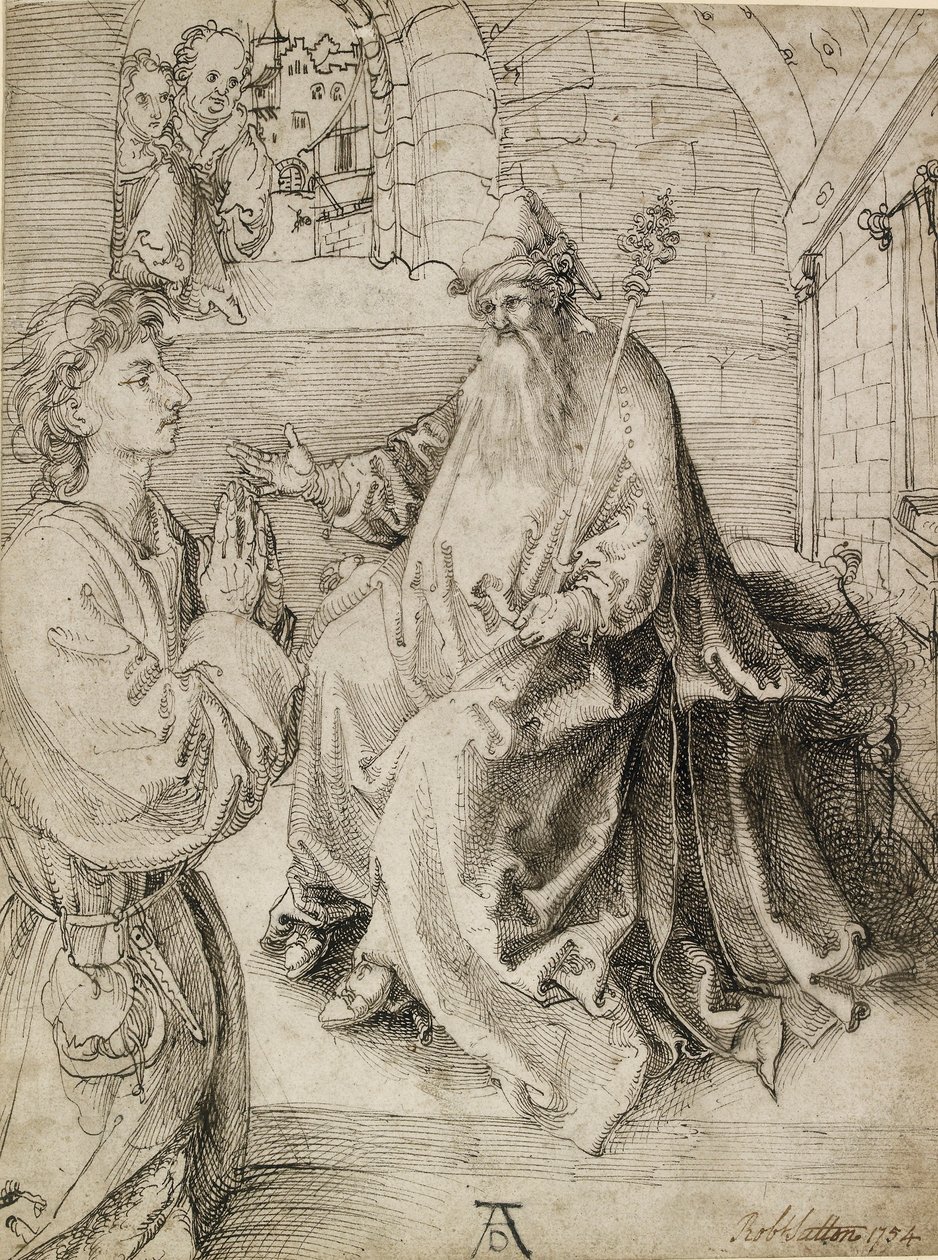 En ung, der knæler foran en Potentate, c1490