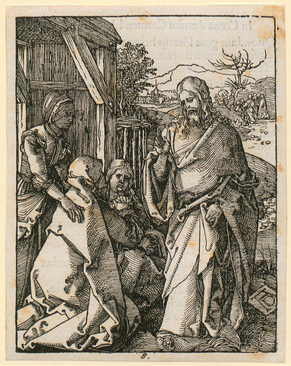 Kristi afsked med sin moder, blad 8 i serien «Den lille træsnitspassion» af Albrecht Dürer