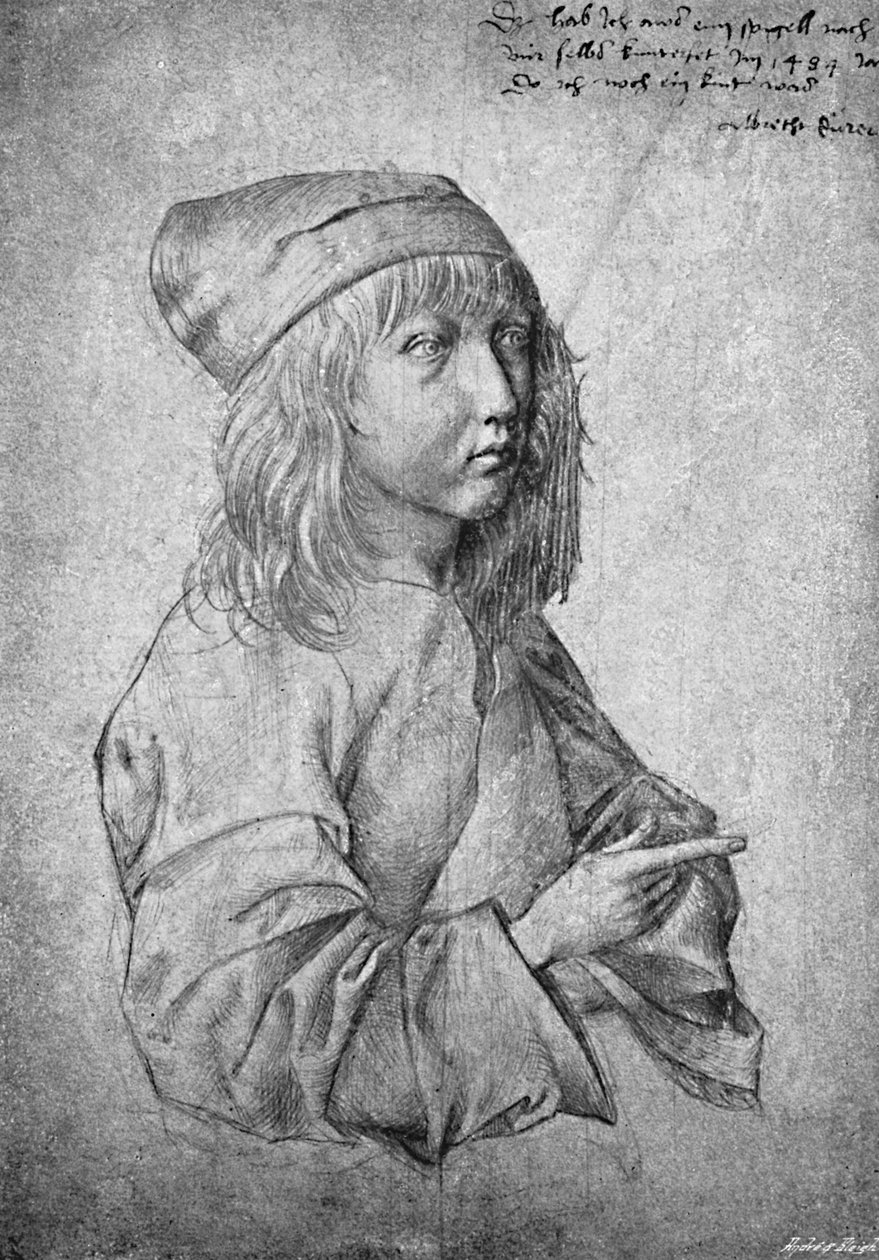 Albrecht Durer i en alder af tretten. Fra en tegning af ham selv, 1484, 1906. af Albrecht Dürer