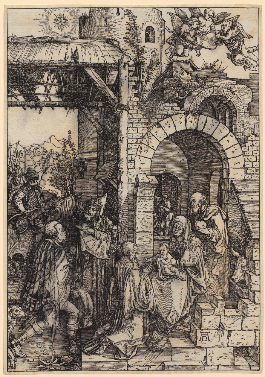 De hellige tre kongers tilbedelse, blad 12 i serien »Jomfru Marias liv« af Albrecht Dürer