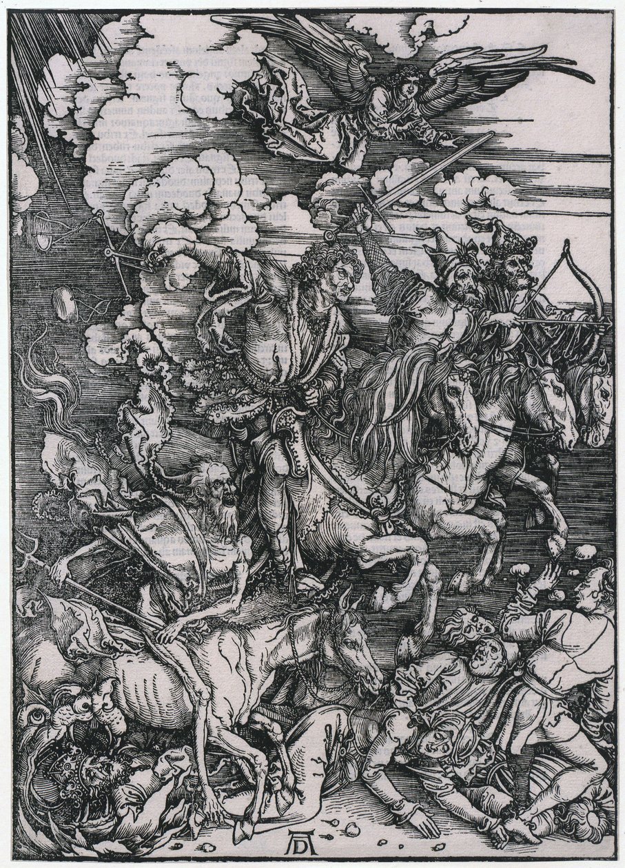 De apokalyptiske ryttere, figur III, blad 5 i serien »Apokalypsen« af Albrecht Dürer