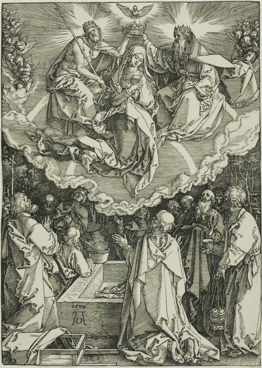Jomfruens antagelse og kroning, fra Jomfruens liv af Albrecht Dürer