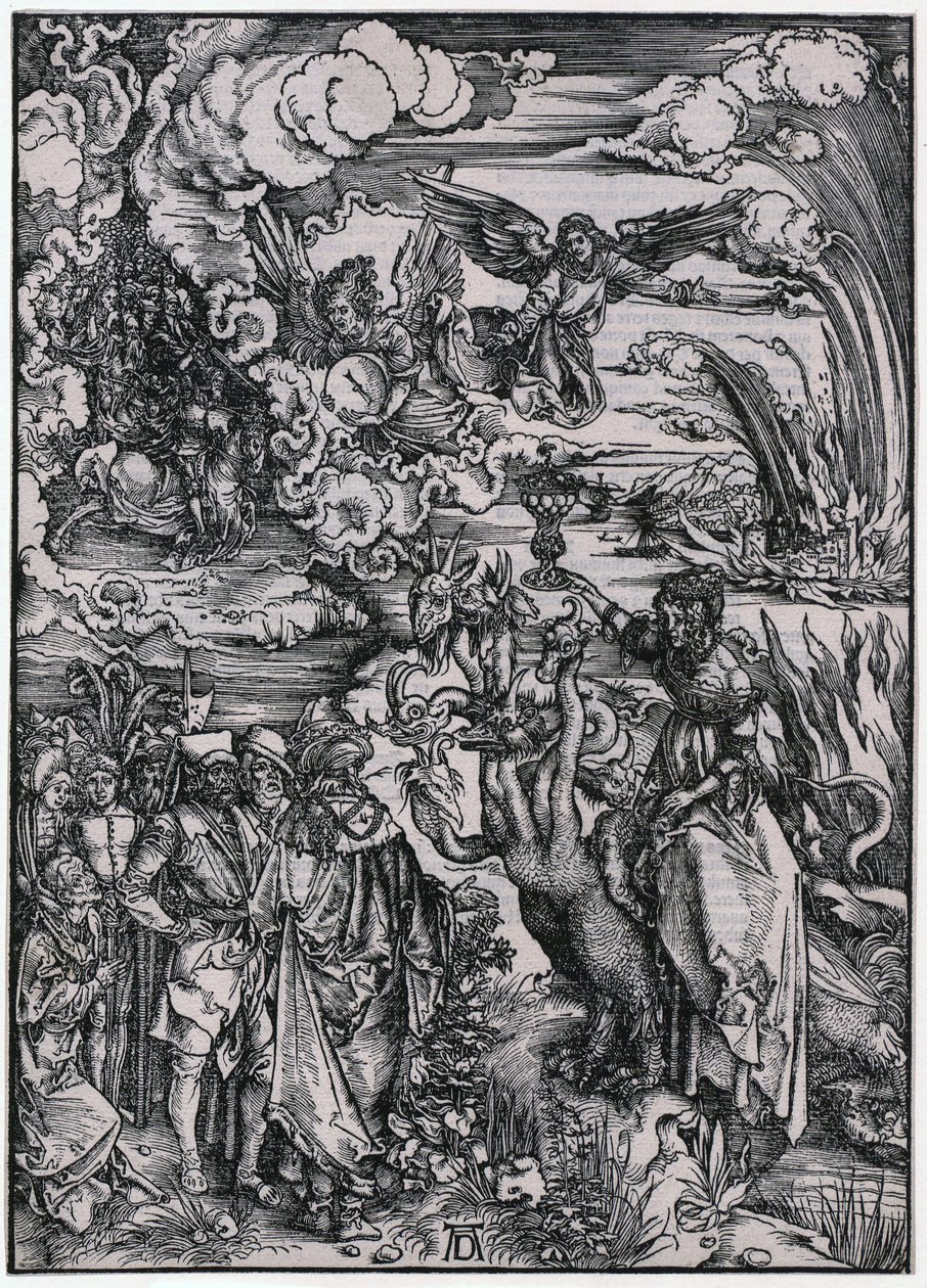 Babylonisk kvinde, figur XIII, blad 15 i serien »Apokalypsen« af Albrecht Dürer