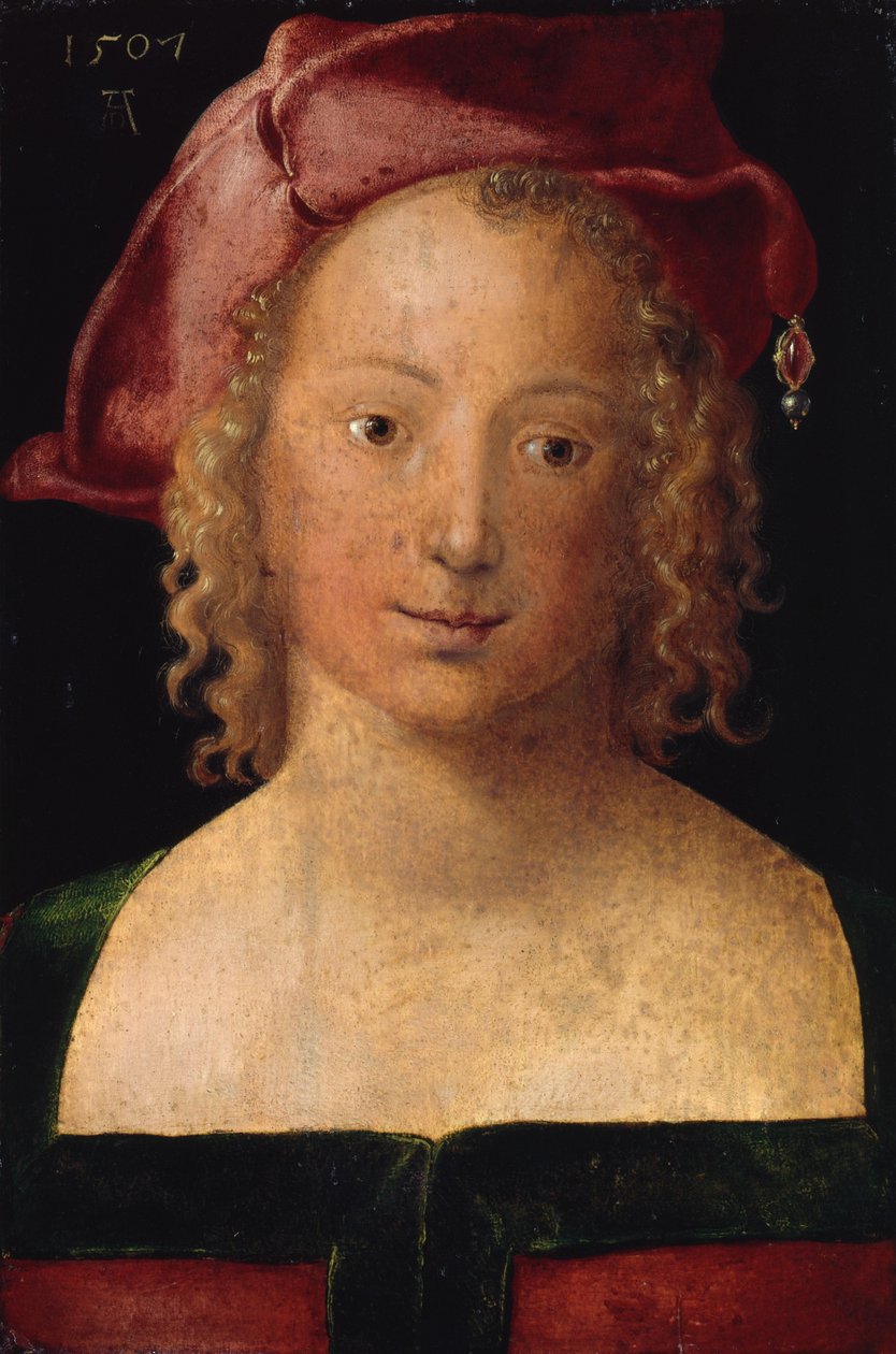 Portræt af en pige med rød baret af Albrecht Dürer