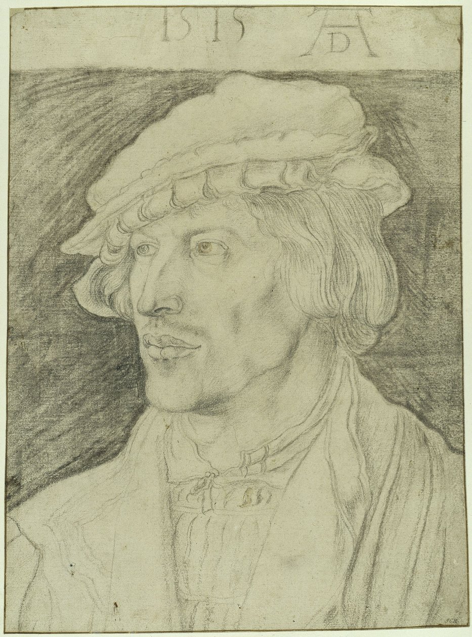 Brystbillede af en skægløs ung mand, vendt mod venstre af Albrecht Dürer