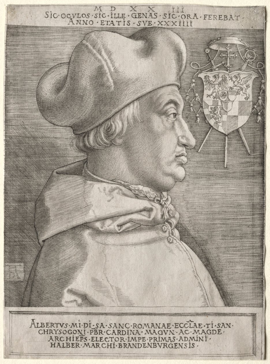Kardinal Albrecht af Brandenburg - Den store plade, 1523. af Albrecht Dürer