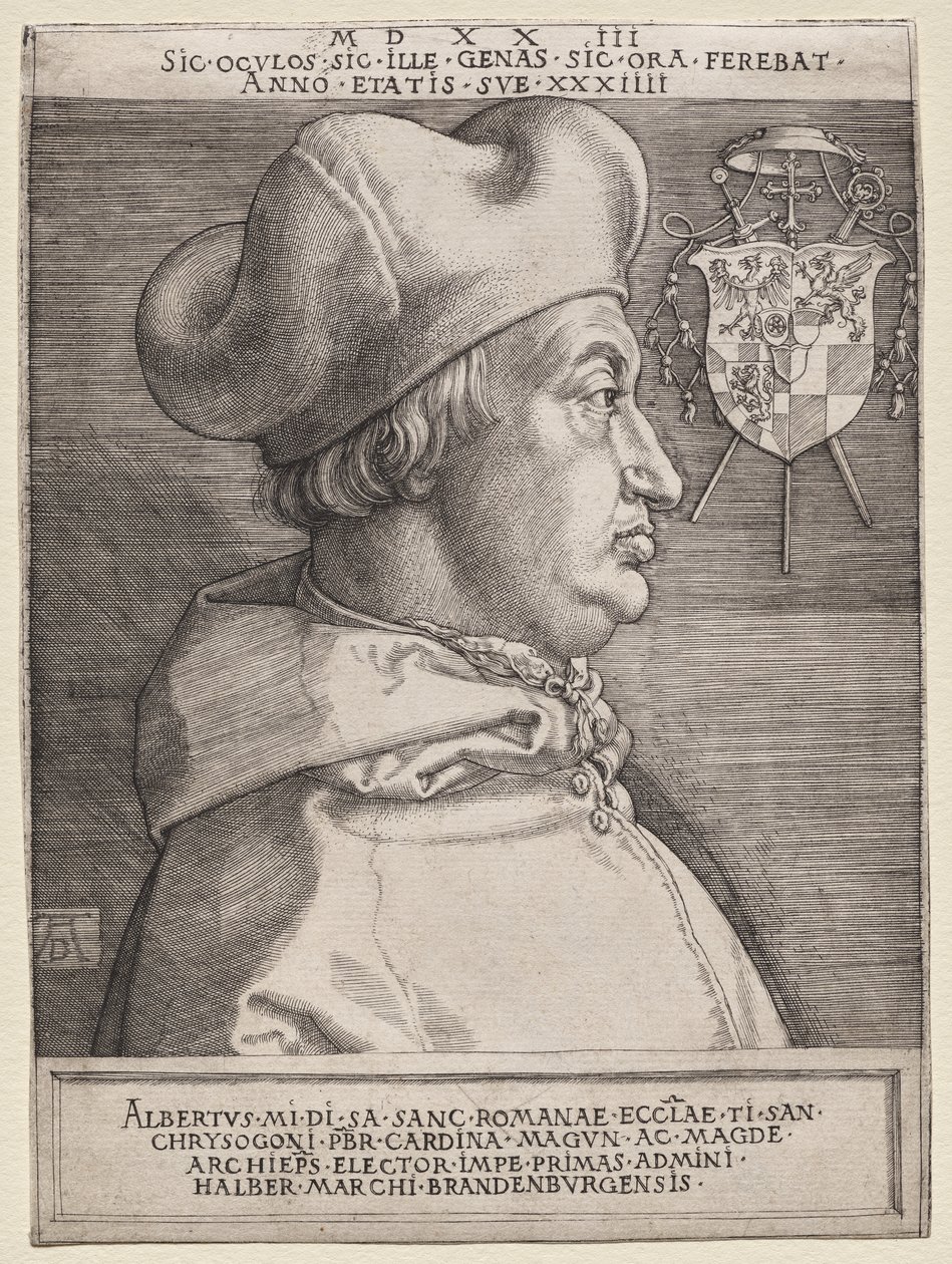 Kardinal Albrecht af Brandenburg - den store plade af Albrecht Dürer