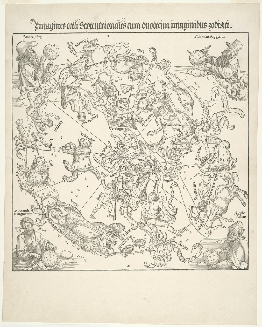 Himmelsk kort over den nordlige himmel af Albrecht Dürer