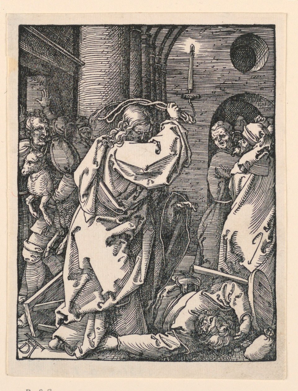Kristus driver købmændene (eller pengevekslerne) fra templet, fra The Little Passion Series af Albrecht Dürer