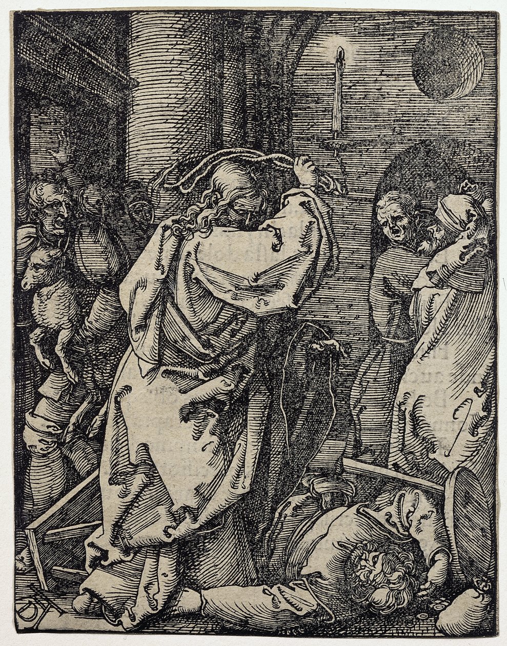 Kristus, der driver pengevekslerne fra templet, nr. 7 fra serien "The Small Passion" af Albrecht Dürer