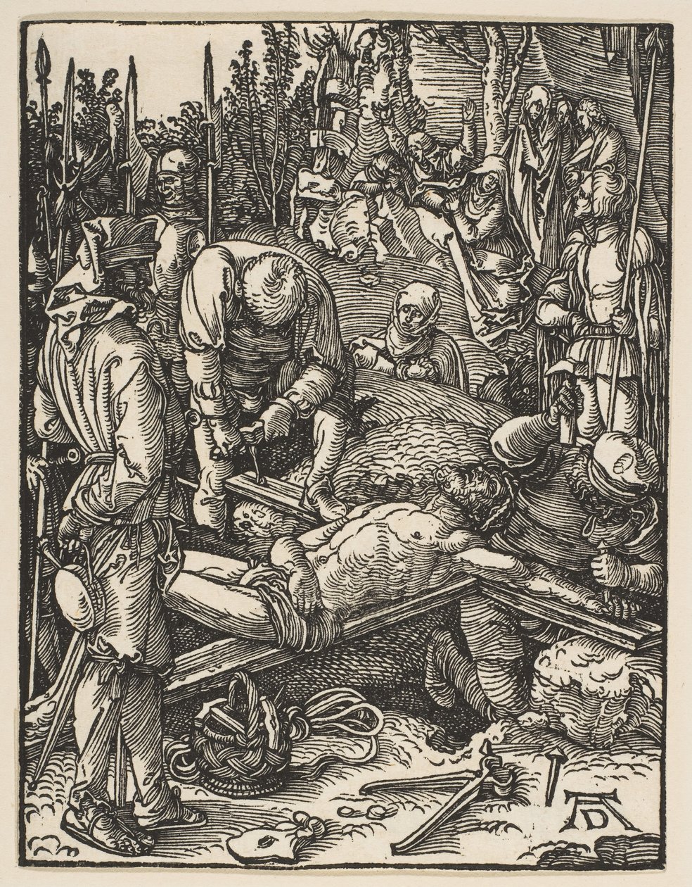 Kristus Nailed to the Cross, fra The Small Passion, ca. 1509. af Albrecht Dürer