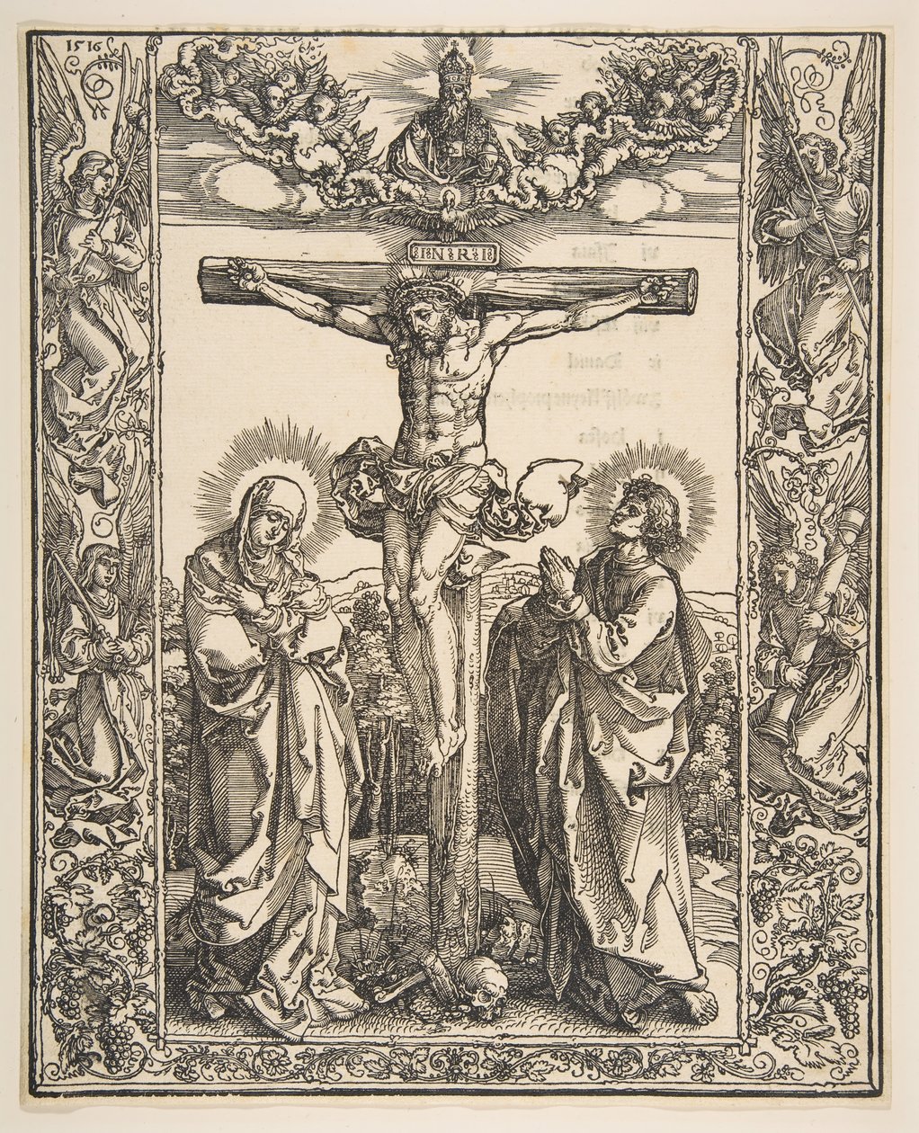 Kristus på korset mellem jomfruen og Johannes, 1516. af Albrecht Dürer
