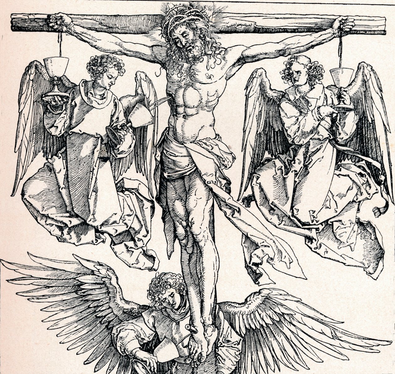 Kristus på korset med tre engle, 1523-1525 1906 af Albrecht Dürer
