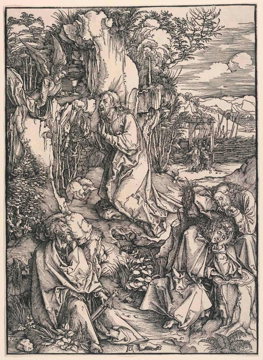 Kristus på Oliebjerget (smerte i haven), fra den store lidenskab af Albrecht Dürer