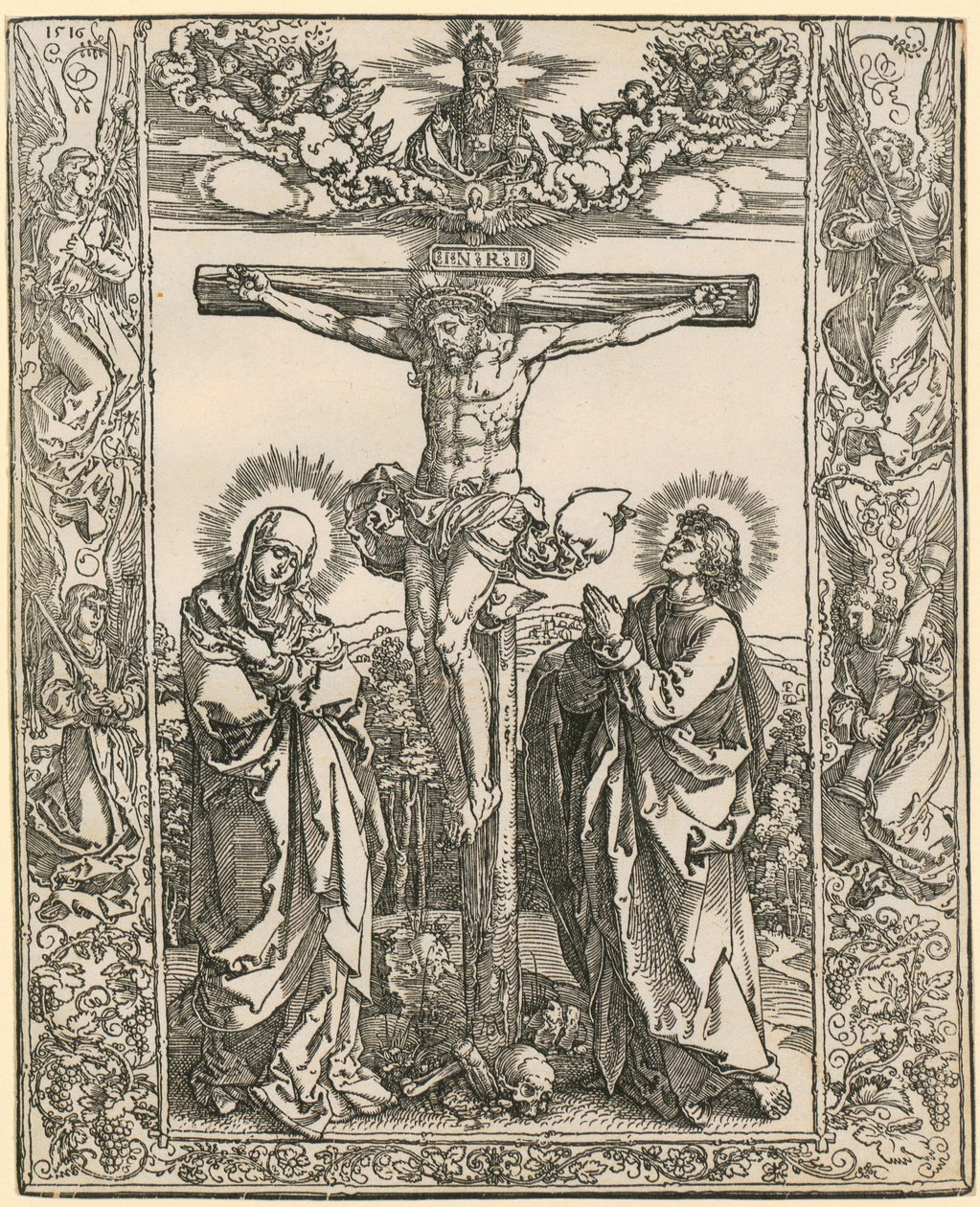 Kristus på korset med englebordur af Albrecht Dürer
