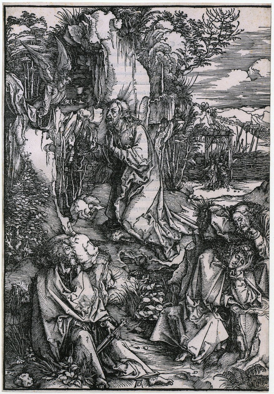 Kristus på Oliebjerget, blad 3 i serien »Den store passion« af Albrecht Dürer