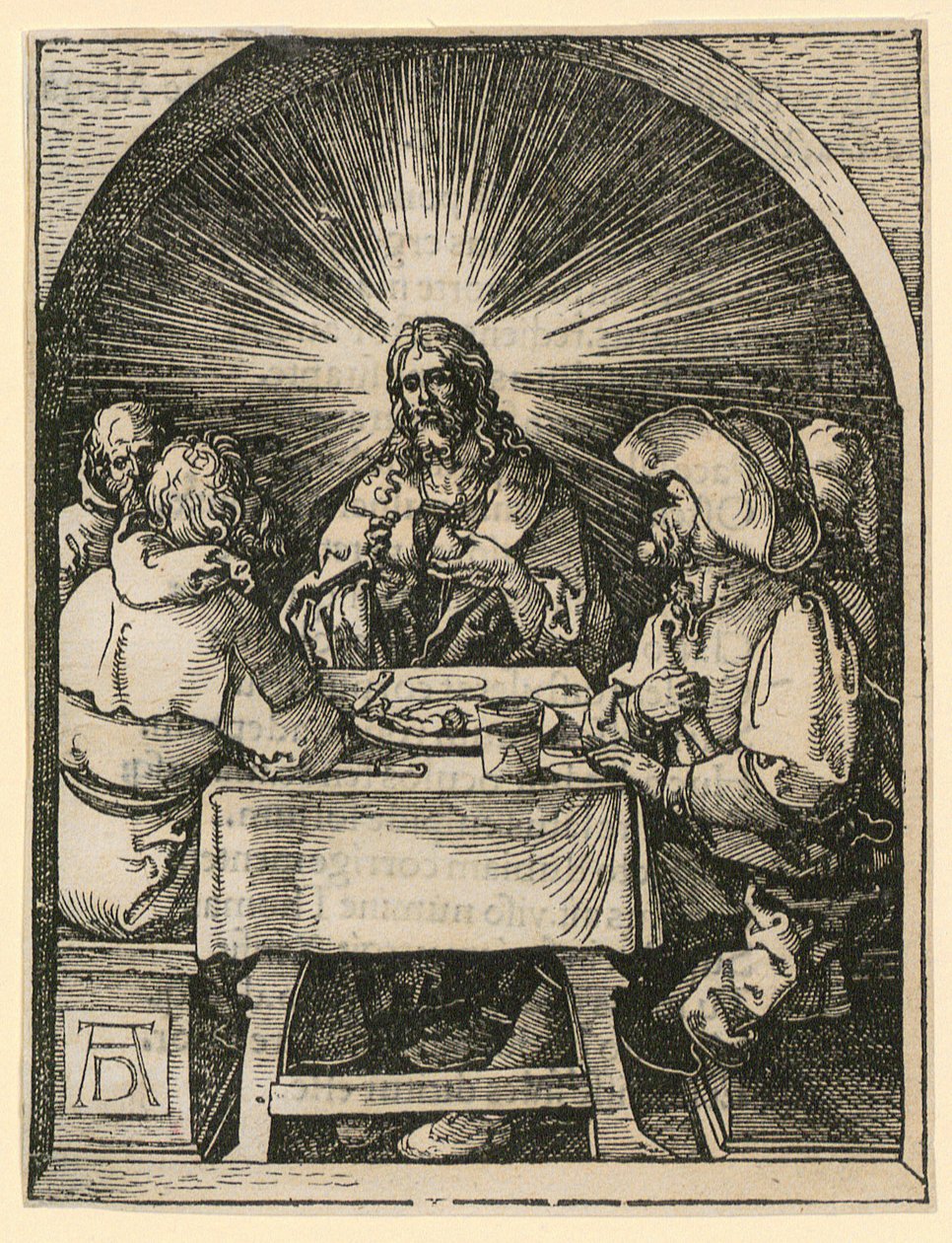 Kristus i Emmaus, blad 33 fra serien «Den lille træsnitspassion» af Albrecht Dürer