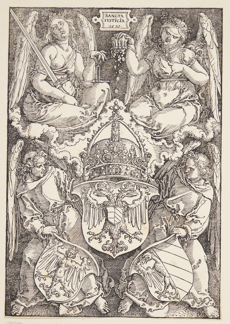 Imperiets våbenskjold og byen Nürnberg af Albrecht Dürer