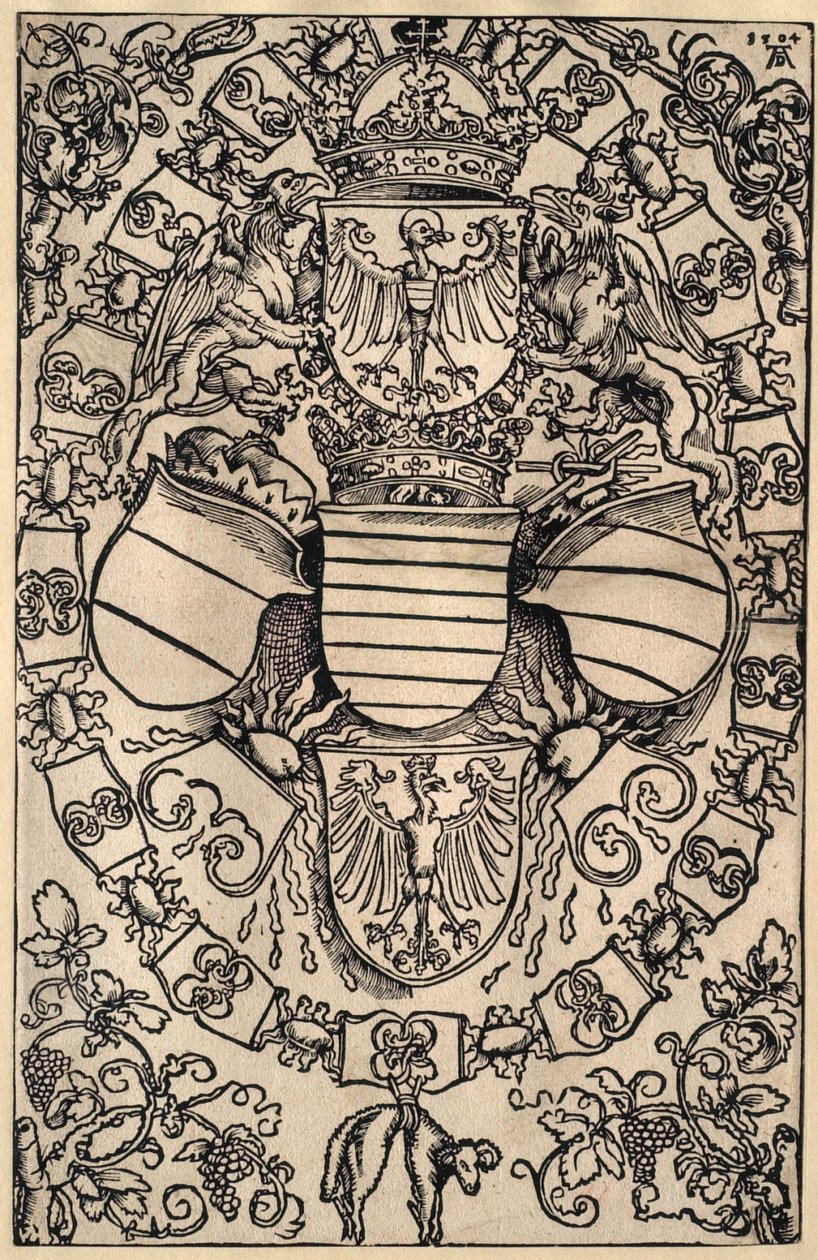 Maximilians våbenskjold som romernes konge af Albrecht Dürer