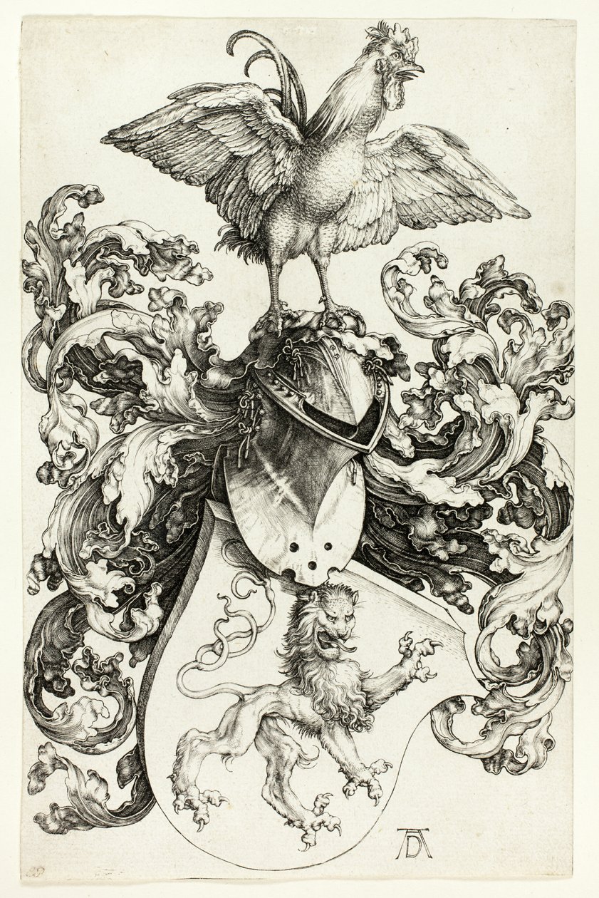 Våbenskjold med løve og hane af Albrecht Dürer