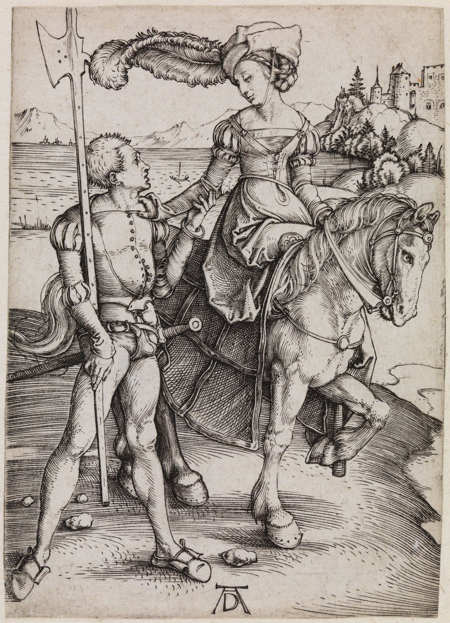 Den unge dame til hest og landsknægten af Albrecht Dürer