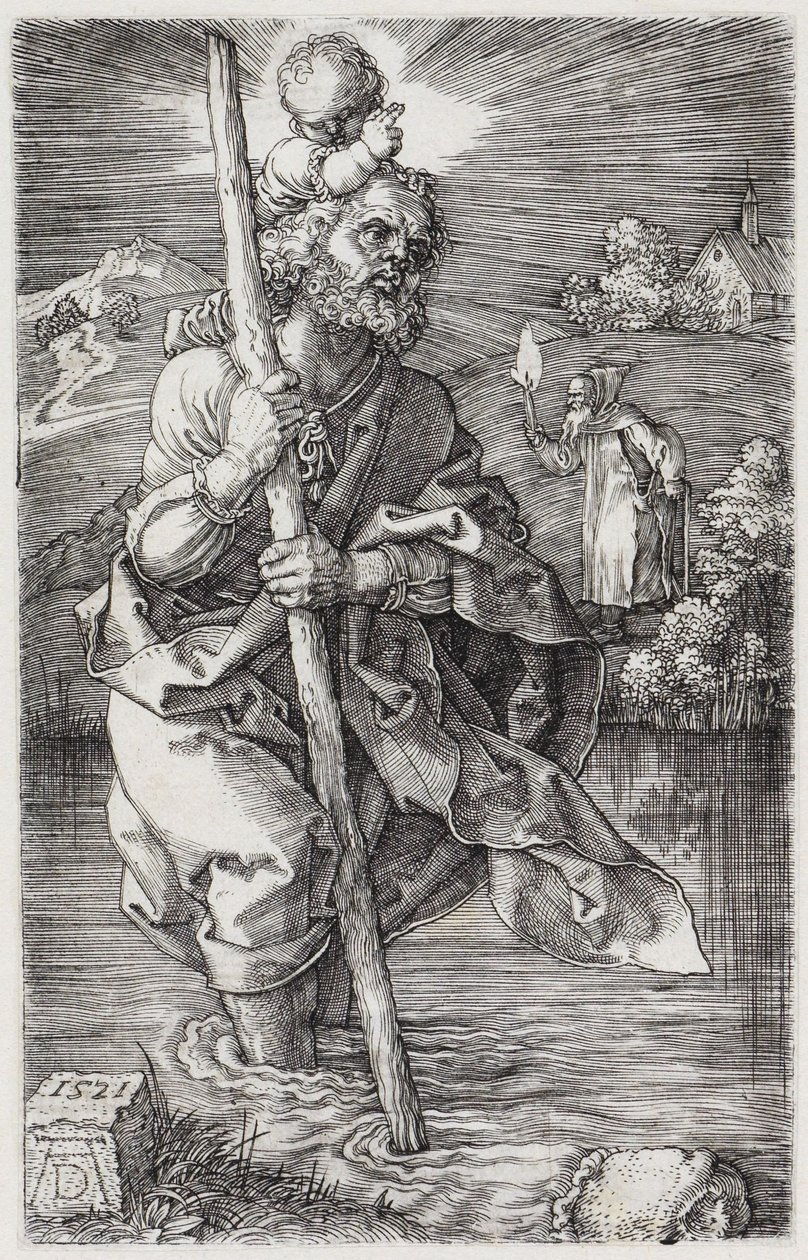 Den hellige Kristoffer, der ser mod højre af Albrecht Dürer
